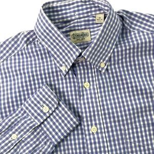Gitman Bros Shirt Mens Medium Blue White Gingham Check Button Down Made USA